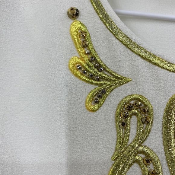 Lilly Pulitzer 0 Resort White Dallas Tunic Top Gold Embroidery Bead - Picture 7 of 12